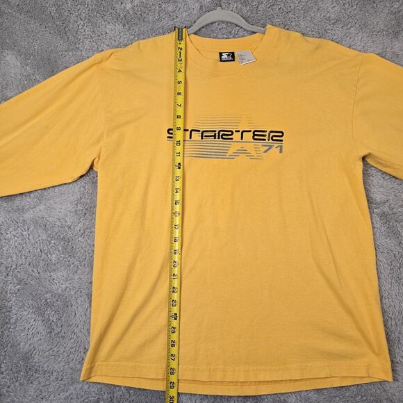 Vintage Starter Y2K Spellout Yellow Long Sleeve Shirt Mens Large Cyberpunk FLAW - Picture 12 of 13